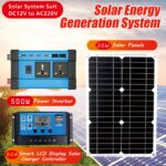 Portable Solar Power Generation Kit: 25W Solar Panel, 50A Controller, 500W Inverter - DC12V to AC220V Car Battery Charger with LED Indicator, Durable PVC Material, Easy Installation, No Battery Required, Car Charger Charging|Functional Design|Durable PVC Material, Solar Panel Charger